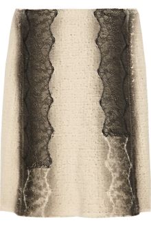 Bottega Veneta Lacetrimmed Woolblend Skirt - Lyst