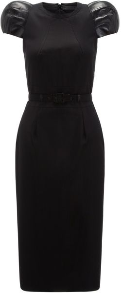 Boudicca Leather Ball Sleeve Pencil Dress - Lyst