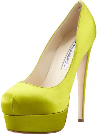 Brian Atwood Hamper Satin Platform Pump Chartreuse - Lyst