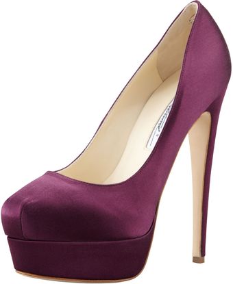Brian Atwood Hamper Satin Platform Pump Purple - Lyst