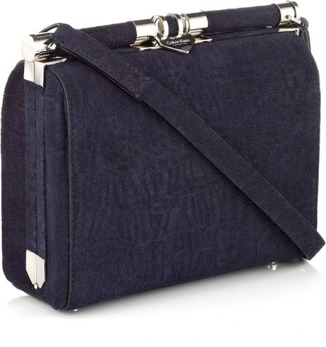 Calvin Klein Lazulite Suede Cross Body Bag in Black (lazulite)