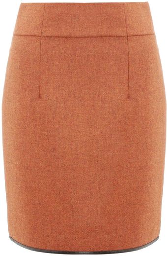 Commuun Orange Tweed Wool Skirt - Lyst