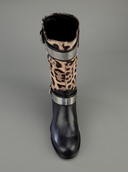 biker boots leopard