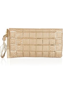 Hervé Léger Embellished Pythoneffect Leather Clutch - Lyst