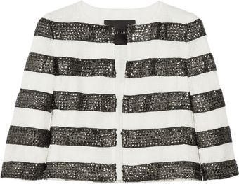 Jay Ahr Striped Openknit and Silkchiffon Jacket - Lyst