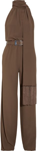 Michael Kors Belted Silkblend Crepe Jumpsuit - Lyst