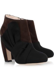 Miu Miu Bowembellished Suede and Woolfelt Ankle Boots - Lyst