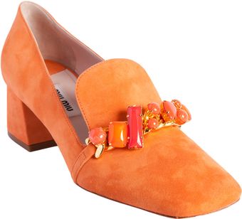 Miu Miu Jewel Embellished Loafer - Lyst