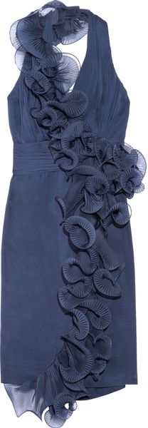 Notte By Marchesa Ruffled Silk Chiffon and Organza Halterneck Dress - Lyst
