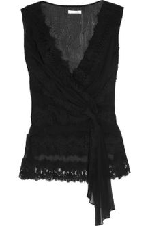 Oscar de la Renta Silkchiffon and Lace Top - Lyst
