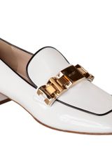 Prada Goldtone Logo Detail Loafer