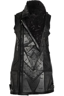 Rick Owens Embellished Textured Leather Vest - Lyst