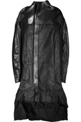 Rick Owens Leathertrimmed Cottonblend Coat