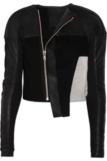 Rick Owens Paneled Leather and Sateen Jacket - Lyst