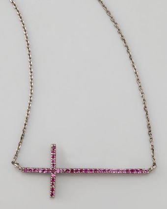 Tai Gunmetal Pave Cross Necklace - Lyst
