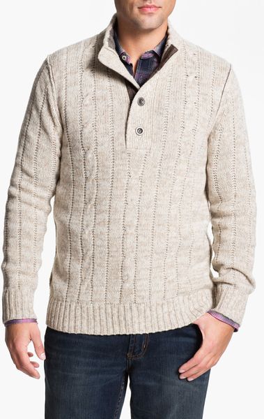 Tommy Bahama Outer Banks Mock Neck Cable Knit Sweater in Beige for Men (natural) | Lyst
