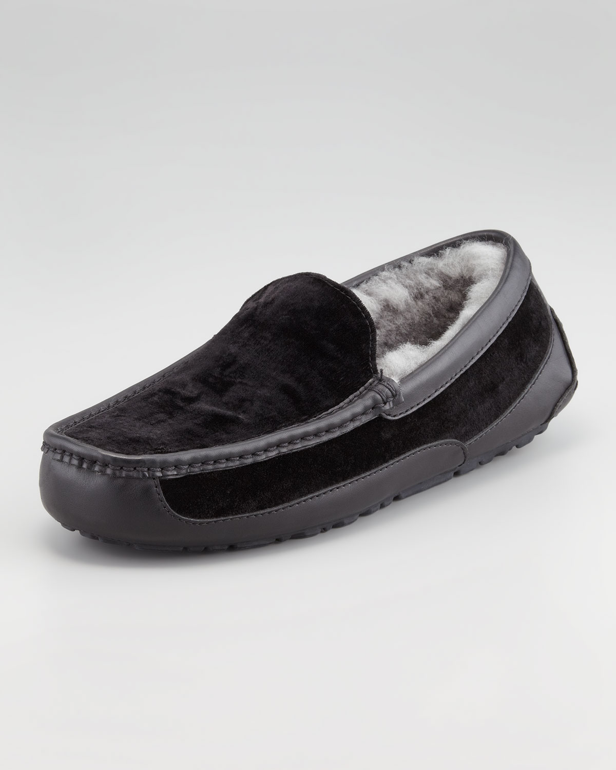 ugg ascot black leather slippers