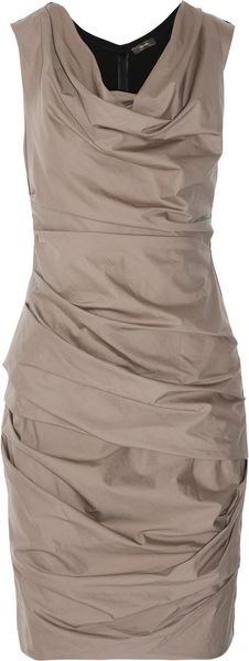 Vera Wang Stretchcotton and Jersey Dress - Lyst