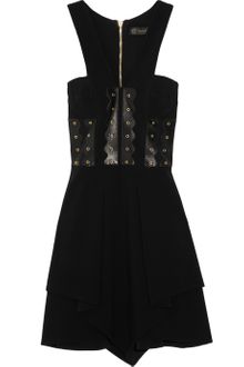 Versace Leatherpaneled Cady Dress - Lyst