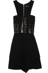 Versace Leatherpaneled Cady Dress