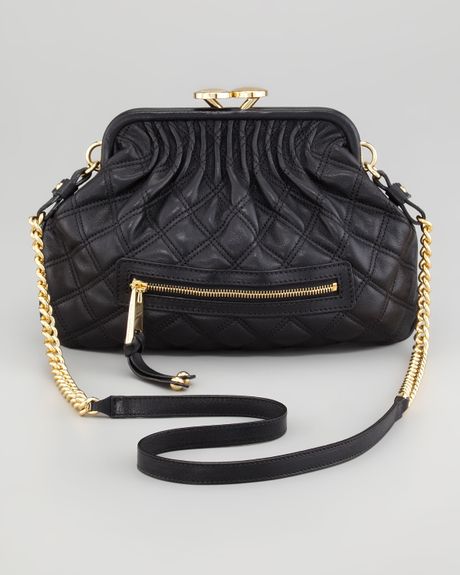 Marc Jacobs Quilted Leather Crossbody Bag in Black (black/brass) | Lyst
