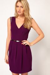 Oasis Embellished Shoulder Dress with Belt