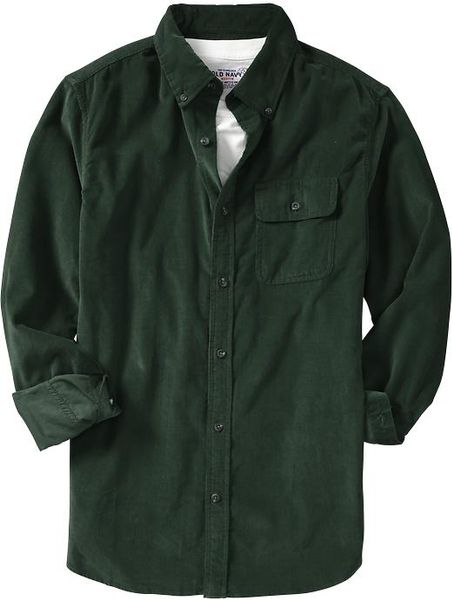 Old Navy Slimfit Corduroy Shirts in Green for Men (rogue river) | Lyst
