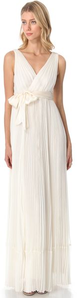 Rebecca Taylor Pleated V Neck Gown - Lyst