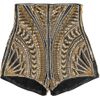 Balmain Embellished Leather Shorts in Gold - Lyst