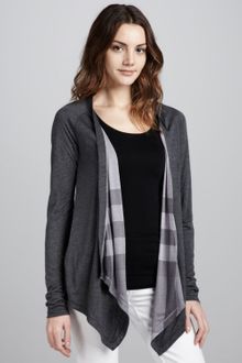 Burberry Brit Reversible Waterfall Cardigan Mid Gray Melange - Lyst