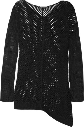 Helmut Lang Asymmetric Openknit Woolblend Sweater - Lyst