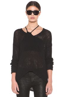 Helmut Lang Helmut Looped Cotton Asymmetrical Pullover in Black - Lyst