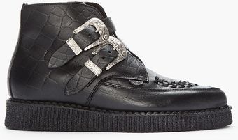 Underground Black Croc Leather Boots - Lyst