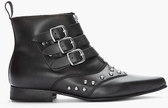Underground Black Leather Silverstudded Blitz Boot - Lyst