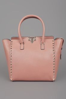 Valentino Rockstud Double Handle Bag Nut - Lyst