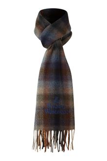 Vivienne Westwood Tartan Woollen Scarf with Logo - Lyst