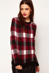 Asos Jumper in Burgundy Check