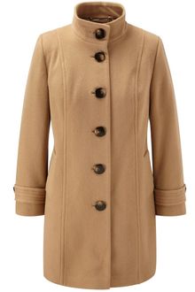 Cc Dark Sand Funnel Neck Cashmeremix Coat - Lyst