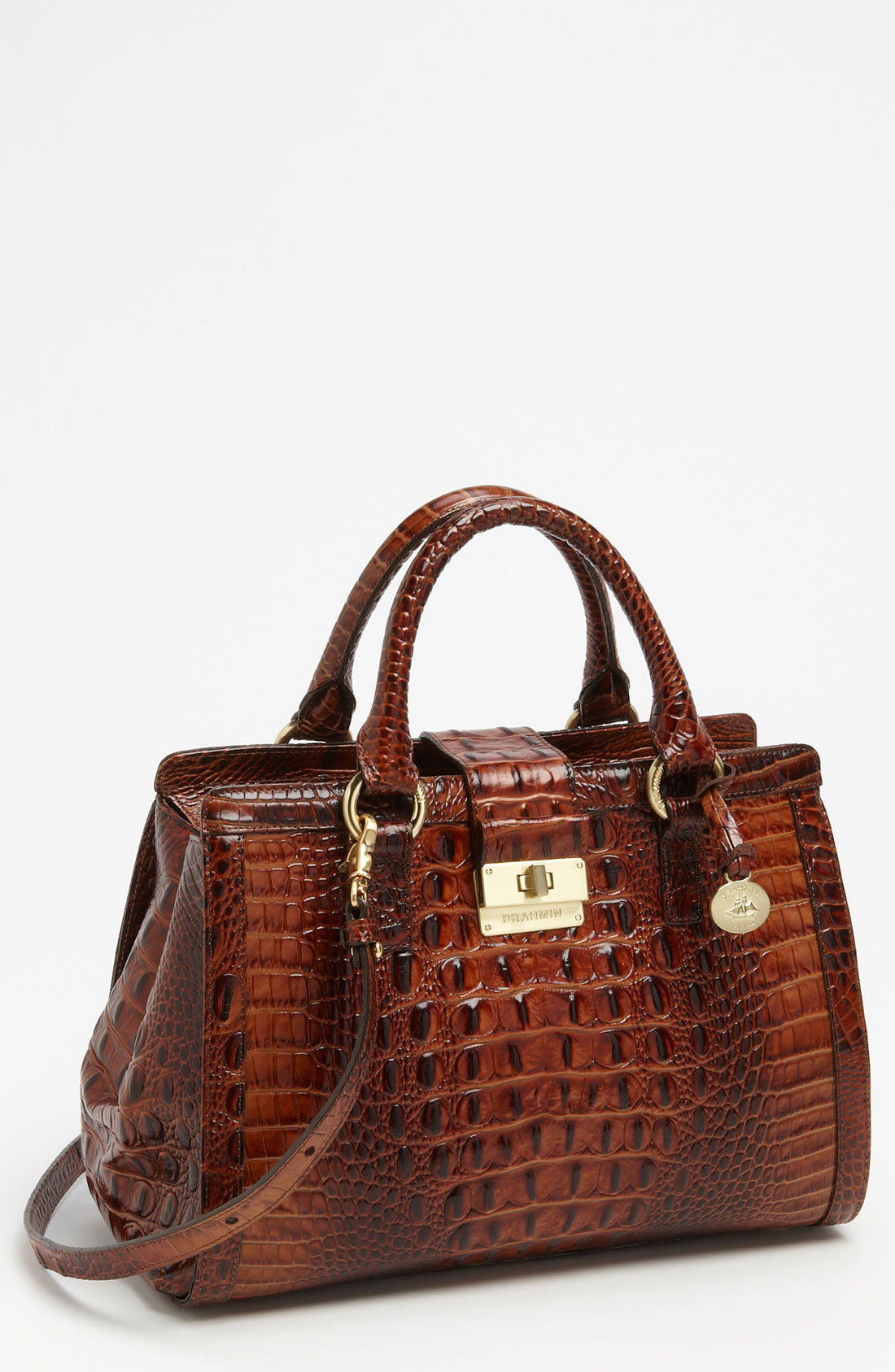 Brahmin Annabelle Croc Embossed Handbag in Brown (pecan) | Lyst