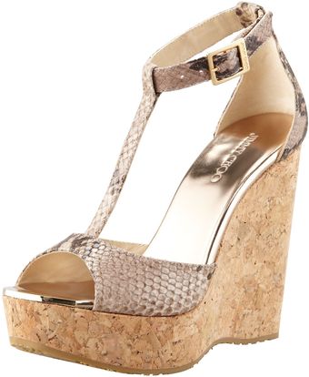Jimmy Choo Pela Snake Print Wedge Sandal - Lyst