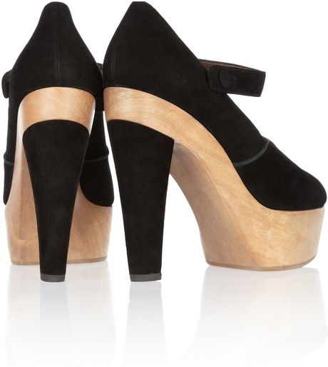 black suede mary jane heels