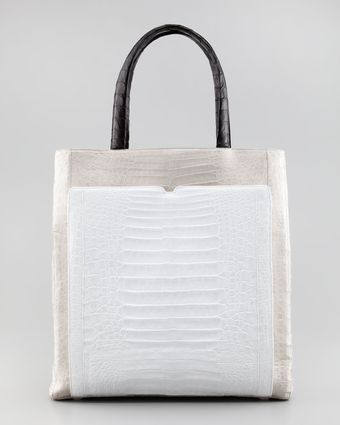 Nancy Gonzalez Crocodile Multicolor Shopper Bag Gray White Black - Lyst
