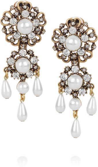 Oscar de la Renta 24karat Gold-Plated and Faux Pearl Clip Earrings - Lyst
