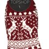 Topshop Wine Reindeer Fairisle Socks in Red (wine) - Lyst