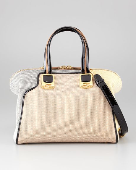 Fendi Chameleon Medium Fabric Satchel Bag in Beige (multi(grybegylw) Fendi Chameleon Medium Fabric Satchel Bag in Beige (multi(grybegylw)