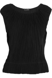Donna Karan New York Ruched Chiffon and Jersey Top - Lyst