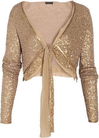 Donna Karan New York Sequined Pointelle Cashmereblend Shrug - Lyst