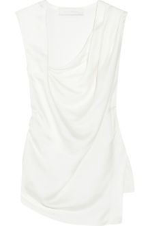 Donna Karan New York Draped Mattesatin and Jersey Top - Lyst