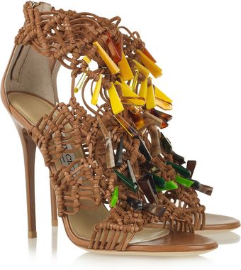 Jimmy Choo Iris Embellished Macramé Leather Sandals - Lyst