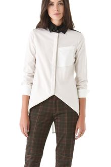 10 Crosby by Derek Lam Double Collar Colorblock Blouse - Lyst